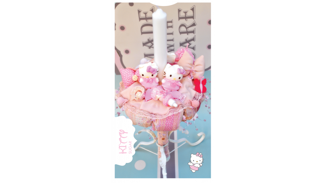 Lumanare de botez pentru fetite cu Hello Kitty, 65x4 cm, Sugar Kitty  1
